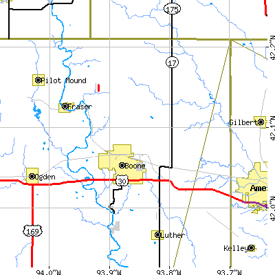 Zip code 50036 close-up map