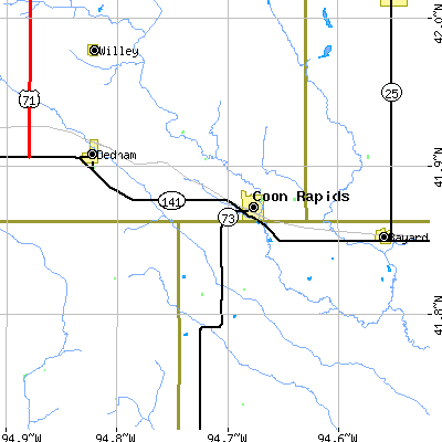 Zip code 50058 close-up map