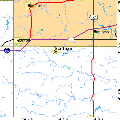 Zip code 50072 close-up map