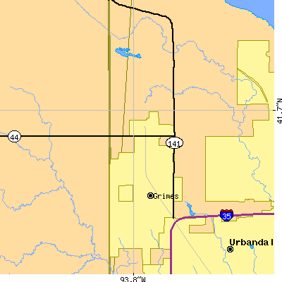 Zip code 50111 close-up map