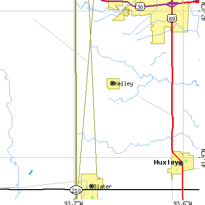 Zip code 50134 close-up map