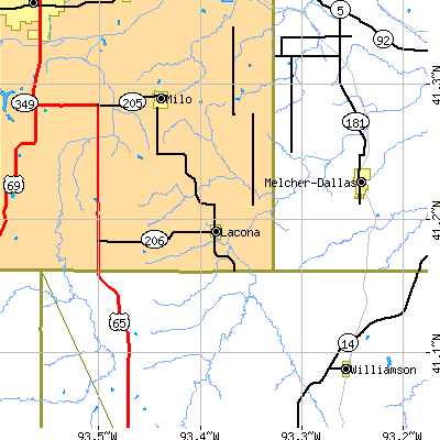 Zip code 50139 close-up map