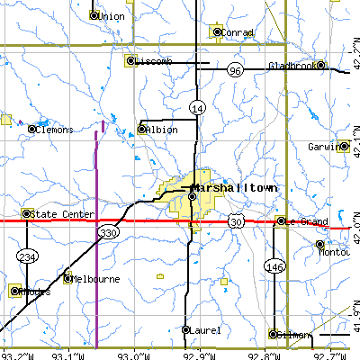 Zip code 50158 close-up map