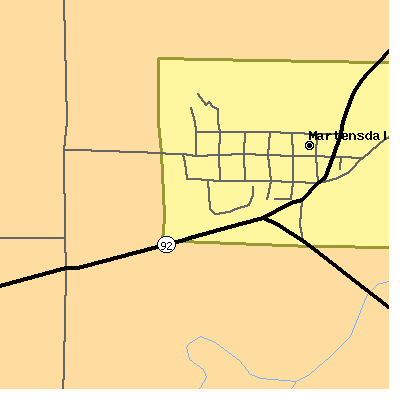 Zip code 50160 close-up map