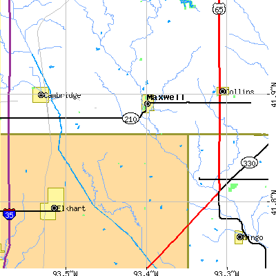Zip code 50161 close-up map