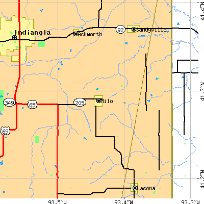 Zip code 50166 close-up map
