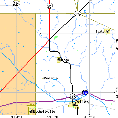 Zip code 50168 close-up map