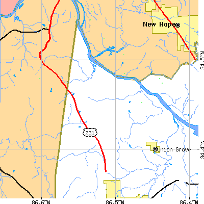 Zip code 35175 close-up map