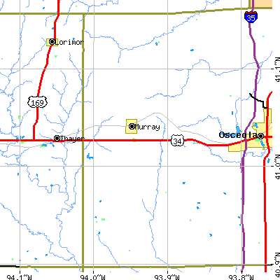Zip code 50174 close-up map