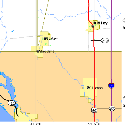 Zip code 50244 close-up map