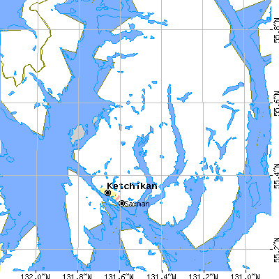 Zip code 99901 close-up map