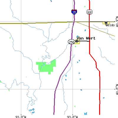 Zip code 50262 close-up map
