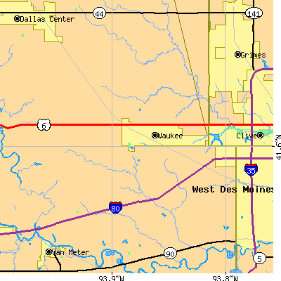 Zip code 50263 close-up map