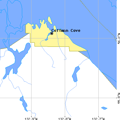 Zip code 99918 close-up map