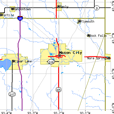 Zip code 50401 close-up map