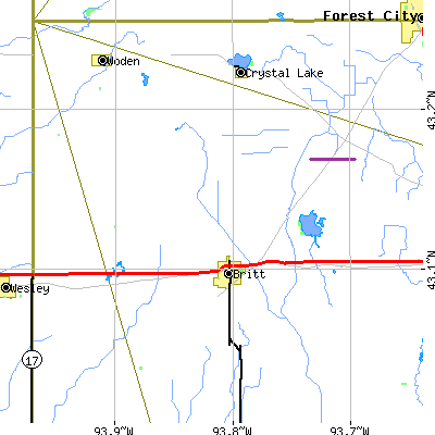 Zip code 50423 close-up map