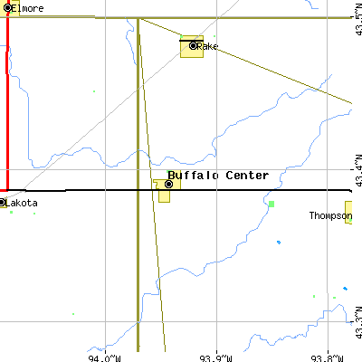 Zip code 50424 close-up map
