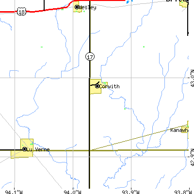 Zip code 50430 close-up map
