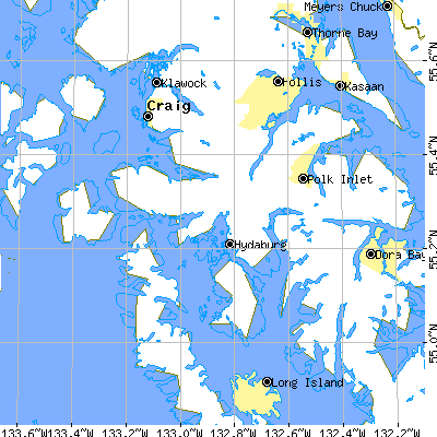 Zip code 99922 close-up map
