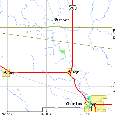 Zip code 50435 close-up map