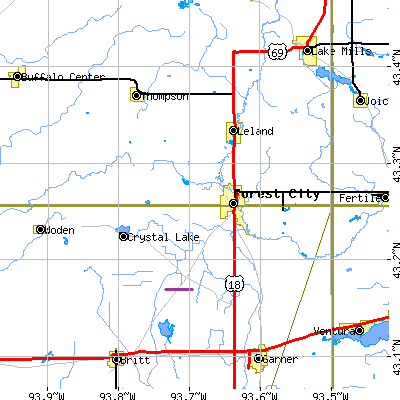 Zip code 50436 close-up map
