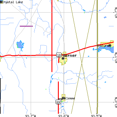 Zip code 50438 close-up map