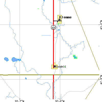 Zip code 50439 close-up map