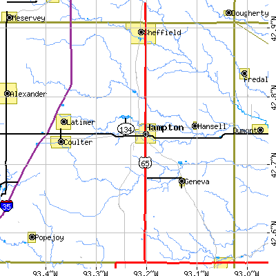 Zip code 50441 close-up map