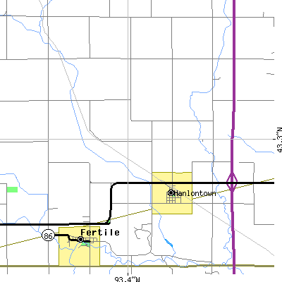 Zip code 50444 close-up map