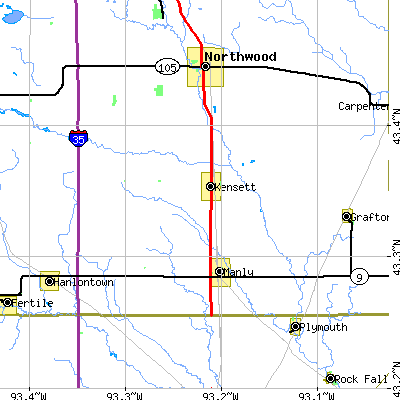 Zip code 50448 close-up map