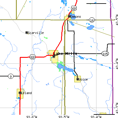 Zip code 50450 close-up map