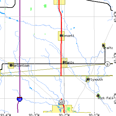 Zip code 50456 close-up map