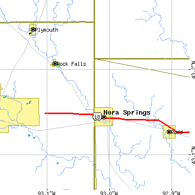 Zip code 50458 close-up map
