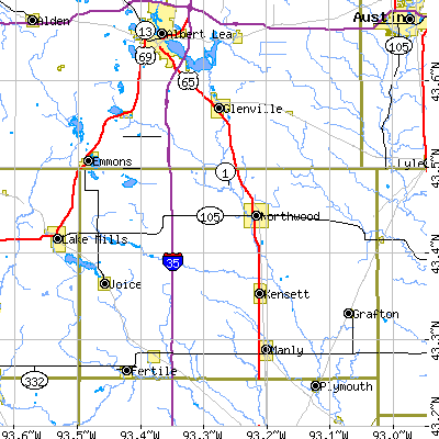Zip code 50459 close-up map