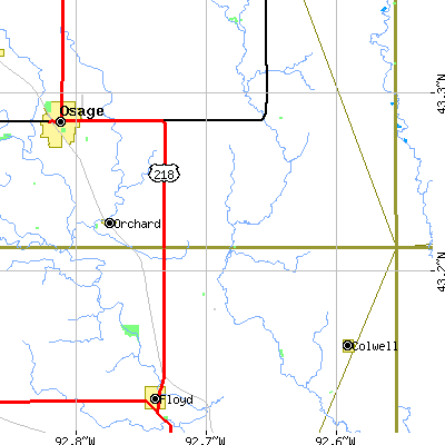 Zip code 50460 close-up map