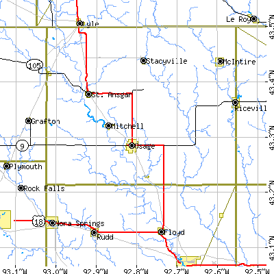 Zip code 50461 close-up map