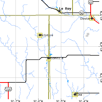 Zip code 50466 close-up map