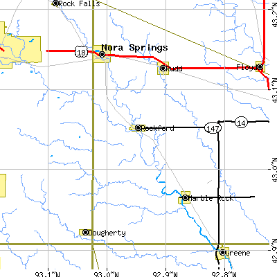 Zip code 50468 close-up map