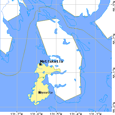 Zip code 99926 close-up map
