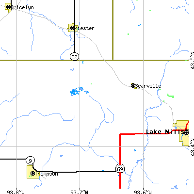 Zip code 50473 close-up map