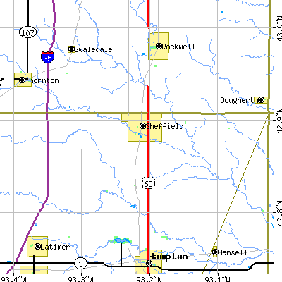 Zip code 50475 close-up map