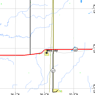 Zip code 50483 close-up map