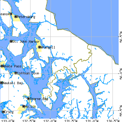 Zip code 99929 close-up map