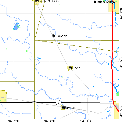 Zip code 50524 close-up map