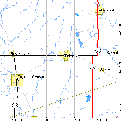 Zip code 50525 close-up map