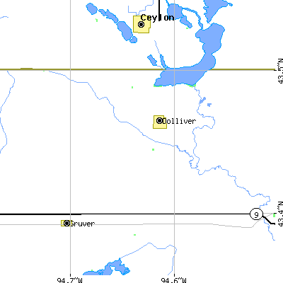 Zip code 50531 close-up map