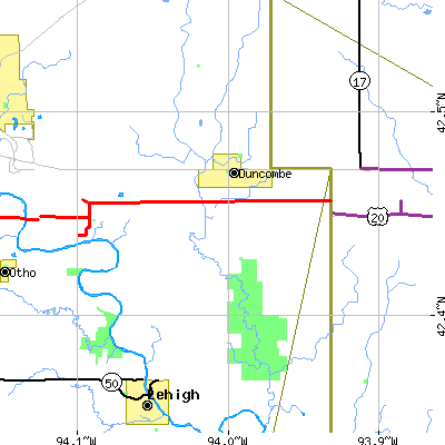 Zip code 50532 close-up map
