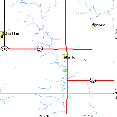 Zip code 50535 close-up map