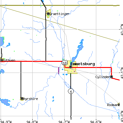 Zip code 50536 close-up map