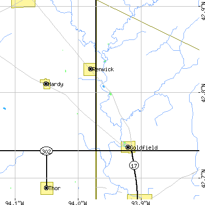Zip code 50542 close-up map